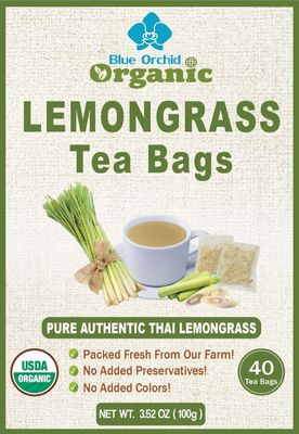 Organic Lemongrass Tea Bags - 40 Natural Corn Fiber Sachets - for Hot or Cold Drinks - Caffeine Free