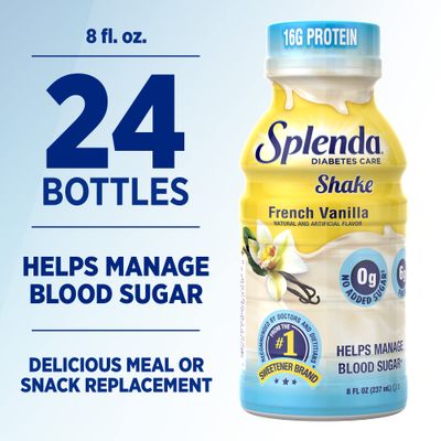 SPLENDA Diabetes Care Shakes - Meal Replacement Shake, French Vanilla, 8 Fl Oz (Pack of 24)