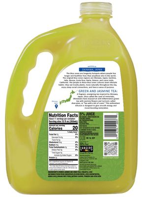 Langers Blue Zones Inspired Unsweetened Tea, Green &amp; Jasmine Tea, 128 fl oz