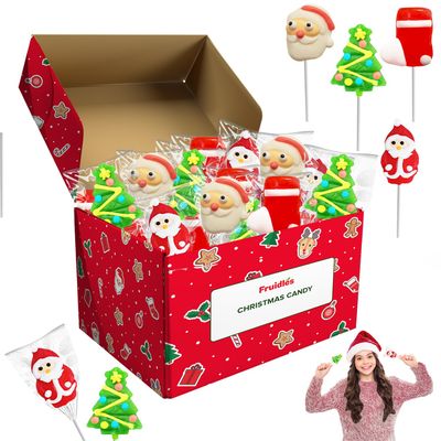 Fruidles Christmas Lollipop, Santa Clause, Christmas Tree, Candy Canes Lollipops, Individually Wrapped (12-Pack)