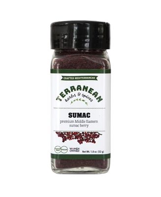 Terranean Herbs &amp; Spices Sumac Seasoning Blend, 1.8 oz Shaker, Gluten Free and Vegan, Premium Middle Eastern Sumac Berry