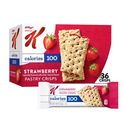 Special K Bar Pastry Crisps, 100 Calories, Breakfast Bars, Value Size, Strawberry, 15.84oz Box (36 Crisps)