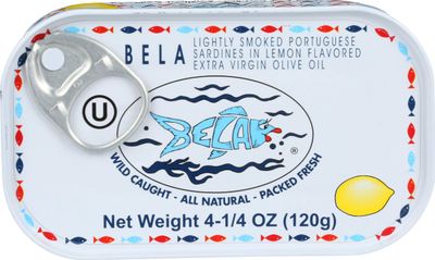 Bela Lightly Smoked Sardines in Organic Lemon Flavored Extra Virgin Olive Oil
