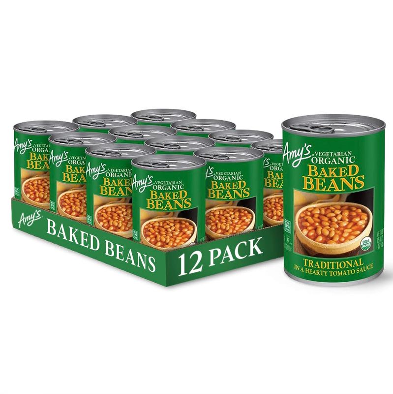 Amy&#39;s Organic Baked Beans Canned, Traditional, Vegan Gluten Free, Vegetarian, 15.4 Oz (12 Pack)