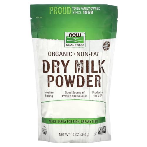 NOW Foods, Organic Non-Fat Dry Milk Powder with Protein and Calcium, Product of the USA, 12-Ounce (Packaging May Vary)