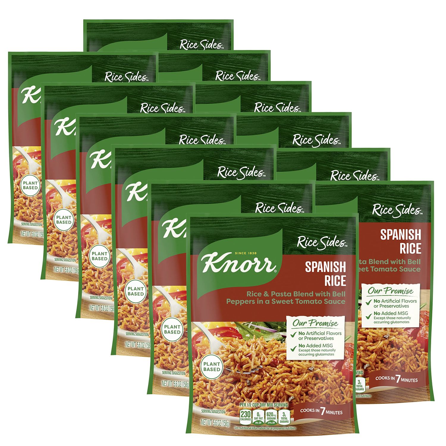 Knorr Rice Sides 12 Count Spanish Rice For a Tasty Rice Side Dish No Artificial Flavors or Preservatives 5.6 oz