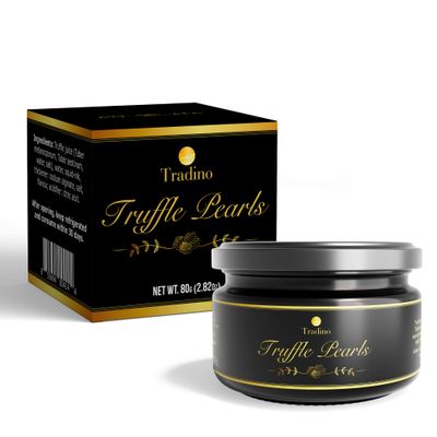 Tradino Premium Black Truffle Pearls - Unique Christmas Appetizer, Gourmet Finishing Pearls from Spain, Exquisite Culinary Delight, Perfect for Enhancing Dishes, 2.82 Oz