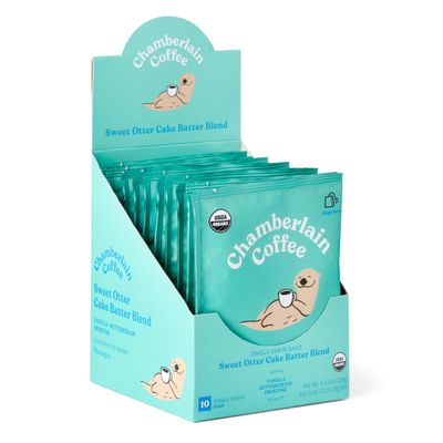 Chamberlain Coffee Sweet Otter Cake Batter Cold Brew Singles - Cold Brew Coffee Bags with Notes of Vanilla &amp; Frosting - 10 Single Serve Cold Brew Sachets