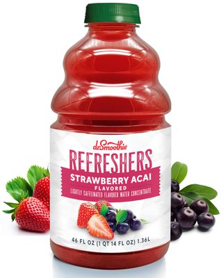 Dr. Smoothie Refreshers Strawberry Acai | Gluten Free, Lightly Caffeinated, Flavorful Fruit Juice Concentrate | Bottled Concentrate 46 oz