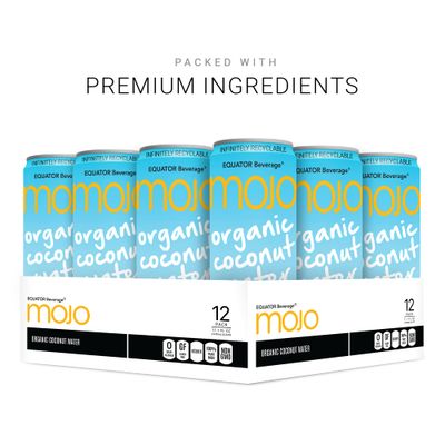 MOJO Organic Coconut Water | Hydration &amp; Sports | Electrolytes 1043 mg | Vitamin B &amp; C | Super Hydration for Skin &amp; Body | 11.1 Oz (Pack Of 12)