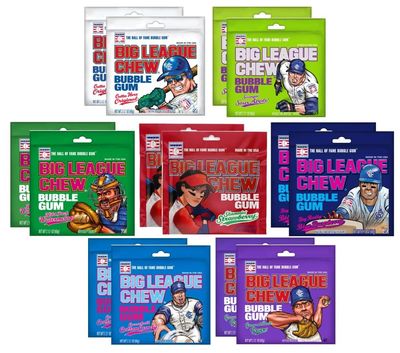 Big League Chew Bubble Gum Variety Pack -7 Flavors - Pack of 14 Individual 2.12 Ounce Pouches (2 Pouches from each flavor)
