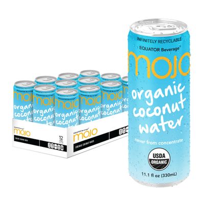 MOJO Organic Coconut Water | Hydration &amp; Sports | Electrolytes 1043 mg | Vitamin B &amp; C | Super Hydration for Skin &amp; Body | 11.1 Oz (Pack Of 12)