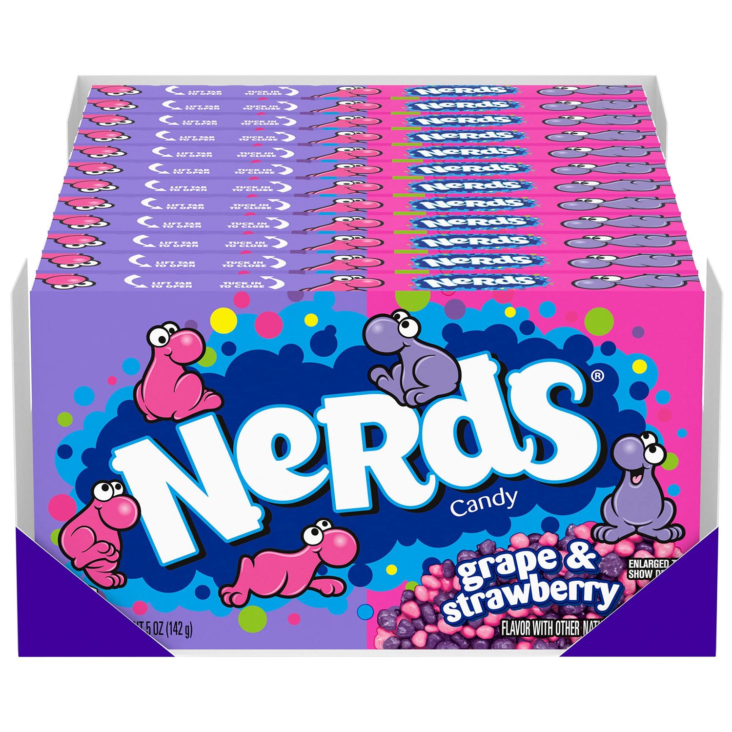 Nerds Candy, Grape &amp; Strawberry Flavor, 5 Ounce Movie Theater Candy Boxes (Pack of 12)