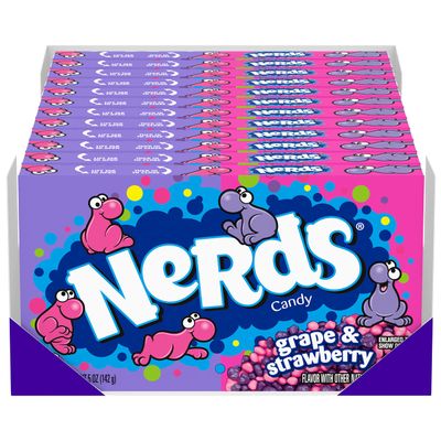 Nerds Candy, Grape &amp; Strawberry Flavor, 5 Ounce Movie Theater Candy Boxes (Pack of 12)