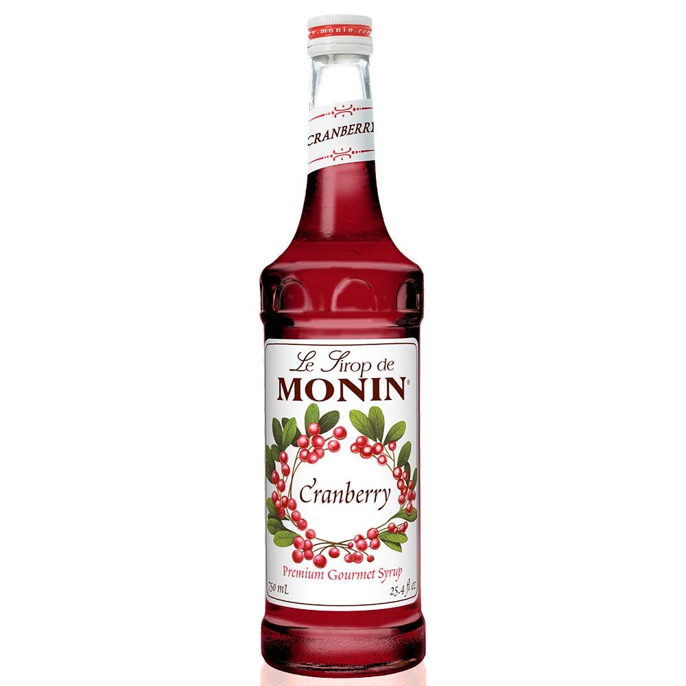Monin - Cranberry Syrup, Tangy and Sweet Berry Flavor, Natural Flavors, Great for Margaritas, Cocktails, Hot and Cold Berry Teas, Lemonades, and Sodas, Non-GMO, Gluten-Free (750 ml)