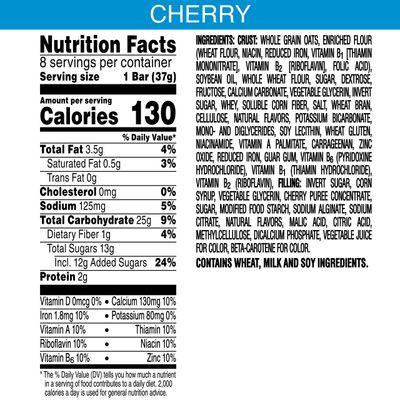Kellogg's Nutri-Grain, Soft Baked Breakfast Bars, Cherry, Made with Whole Grain, 10.4 oz (8 Count)