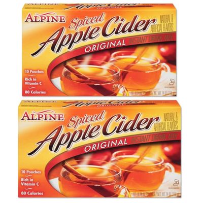Alpine Spiced Apple Cider Original Instant Drink Mix Packets - 2 Packs of 7.4 oz Boxes Powdered Sweet Taste Easily Dissolves Caffeine Free