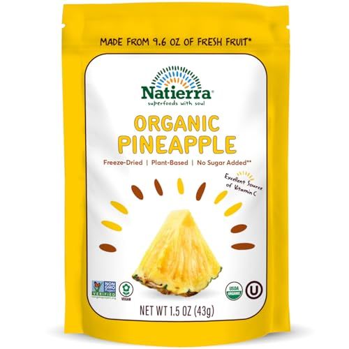 Natierra Nature&#39;s Organic Freeze-Dried Pineapples | Gluten Free &amp; Vegan | 1.5 Ounce