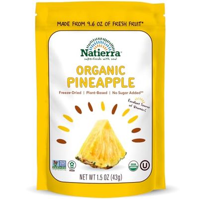 Natierra Nature&#39;s Organic Freeze-Dried Pineapples | Gluten Free &amp; Vegan | 1.5 Ounce