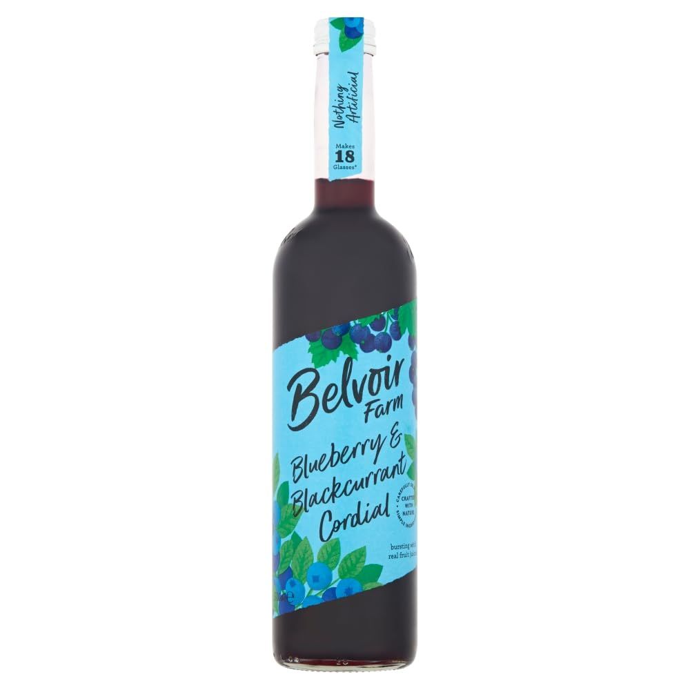 Belvoir Farm Blueberry &amp; Blackcurrant Cordial | Bursting with Real Fruit Juice | Nothing Artificial | Makes 18 Glasses | Product of UK | 500 ml (16.9 fl oz)