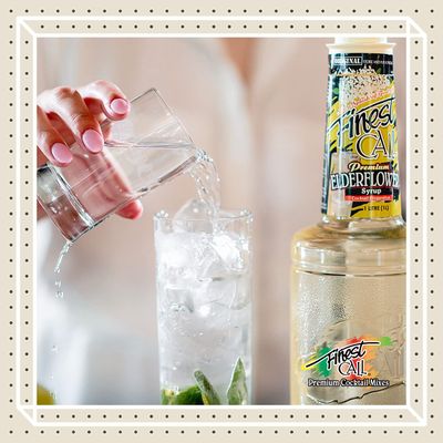 Finest Call Premium Elderflower Syrup Drink Mix, 1 Liter Bottle (33.8 Fl Oz), Pack of 3