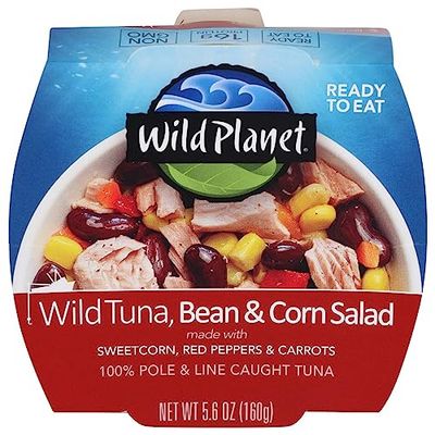 Wild Planet Ready-to-Eat Wild Tuna, Bean &amp; Corn Salad with Organic Sweetcorn, Red Peppers and Carrots, 5.6oz, Pack of 1