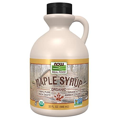 NOW Foods, Certified Organic Maple Syrup, Grade A Amber Color, 100% Pure, Light Delicate Flavor, Certified Non-GMO, 32-Ounce