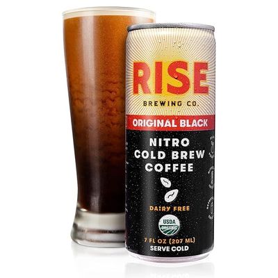RISE Brewing Co. | Original Black Nitro Cold Brew Coffee | Sugar and Gluten-Free, Vegan | Organic &amp; Non-GMO | Low Acidity | 7 fl. oz. Cans (4 Pack)