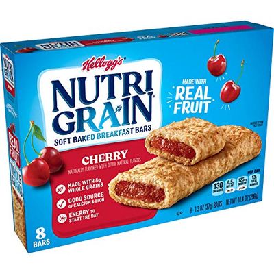 Kellogg&#39;s Nutri-Grain, Soft Baked Breakfast Bars, Cherry, Made with Whole Grain, 10.4 oz (8 Count)