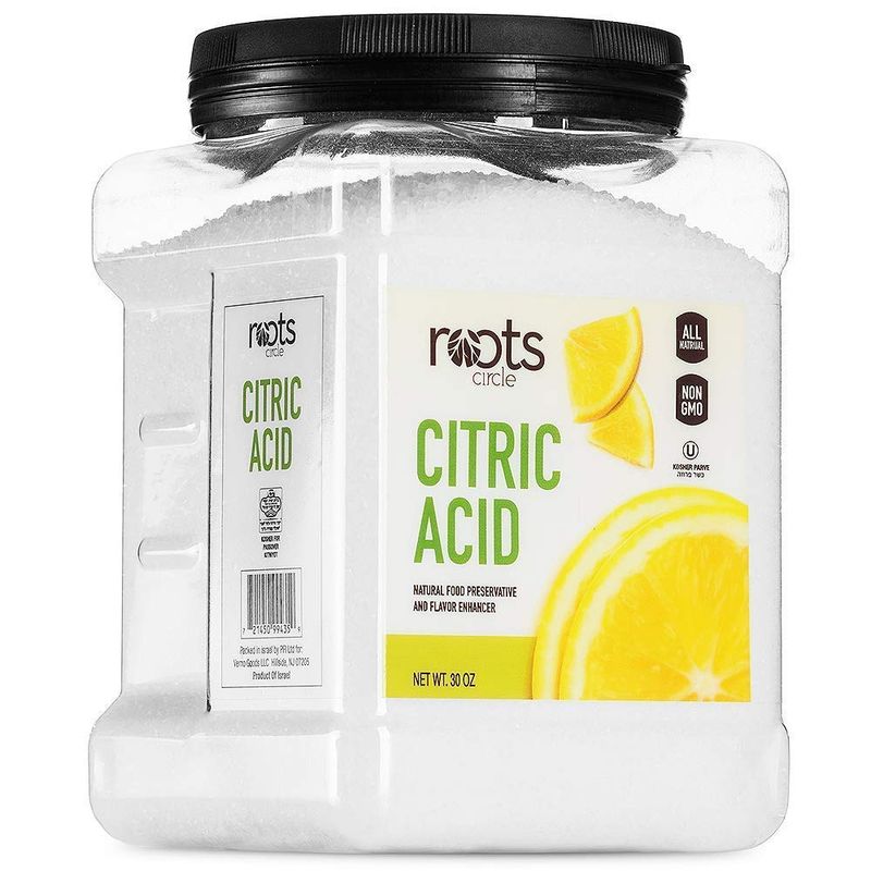 Roots Circle All-Natural Citric Acid | 1 Pack - 1.87 Pounds | Kosher for Passover | Food-Grade Flavor Enhancer, Household Cleaner &amp; Preservative | for Skincare, Cooking, Baking, Bath Bombs