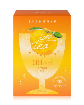 Ssanggye Iced Tea Citron 1.2g X 10 Tea Bags, Refreshing Taste Premium Fruit Herbal Blend Tea Herbtea Aromatic Berry Water Coffee Alternative Hot &amp; Cold Daily Drink for 4 Seasons Made in Korea