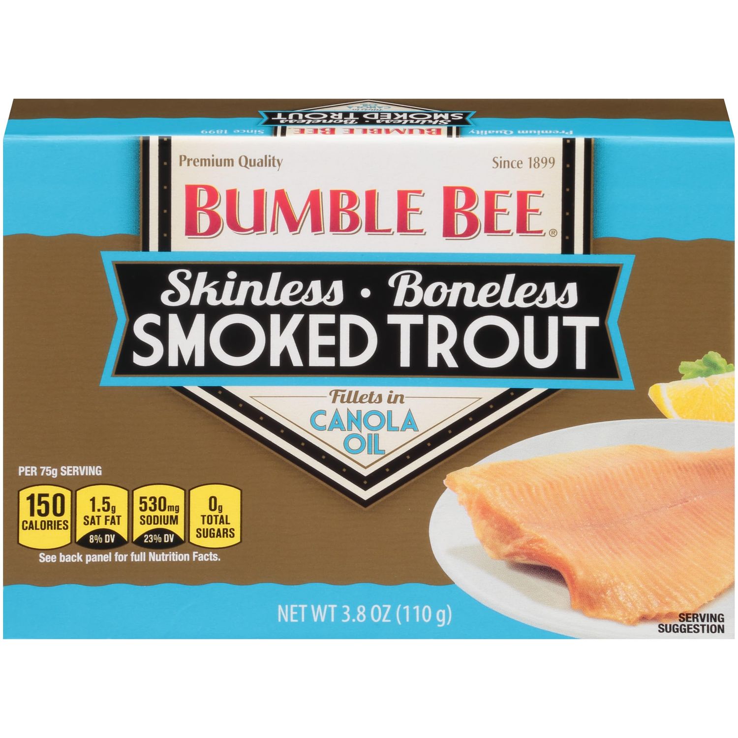 Bumble Bee Skinless &amp; Boneless Smoked Trout Fillets, 3.8 oz Can - 17g Protein per Serving - Gluten Free - Great Snack or Use in Seafood Recipes