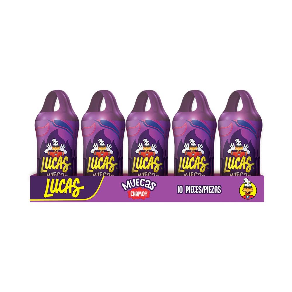 Lucas Muecas Lollipop Chamoy Flavor Candy, 0.96oz - 10 Pieces Pack for Treats, Snack, Parties, Piatas