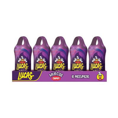 Lucas Muecas Lollipop Chamoy Flavor Candy, 0.96oz - 10 Pieces Pack for Treats, Snack, Parties, Piatas