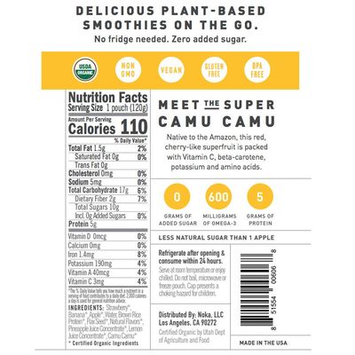 NOKA Organic Strawberry Pineapple Superfood Smoothie, 4.22 OZ