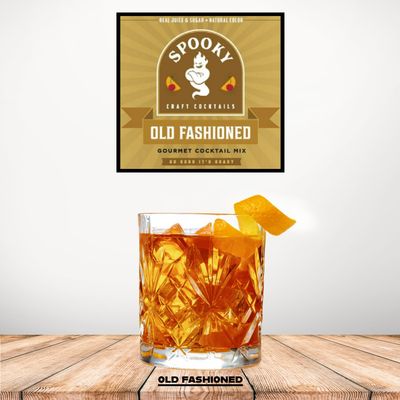 SPOOKY Beverages - Old Fashioned Mix - Real Orange & Cherry Juice, Real Sugar - No Artificial Colors, Flavors, or Corn Syrup - Premium Gluten Free Cocktail Mixer Kit - 32 Oz (Pack of 2)