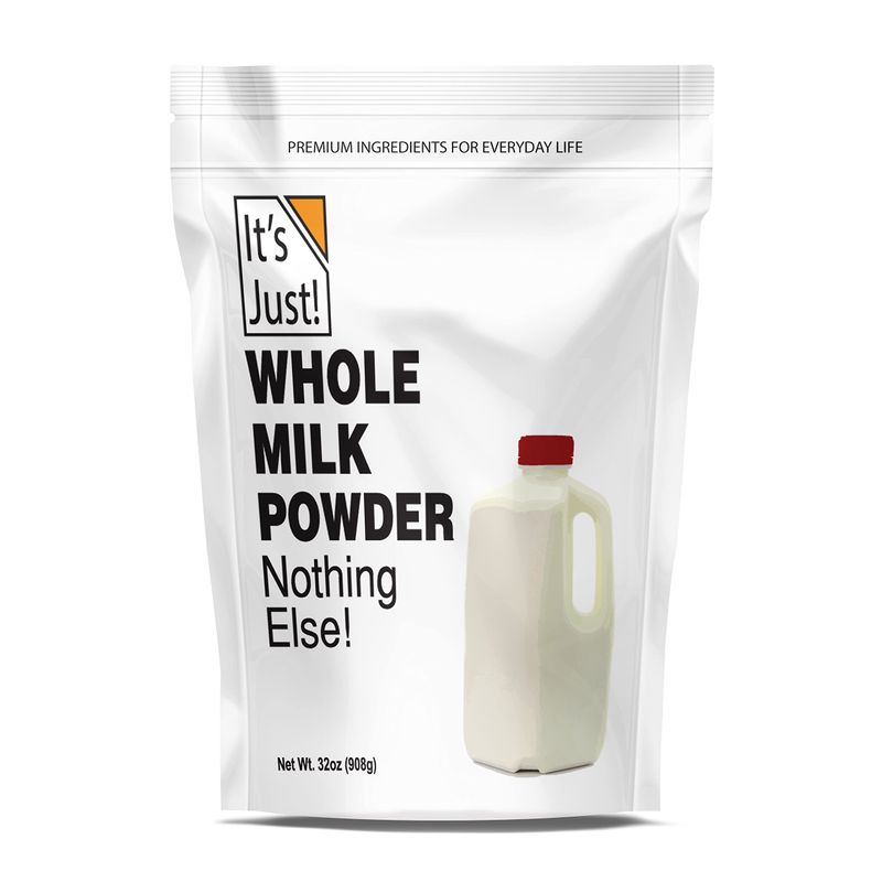 It&#39;s Just - Powdered Whole Milk, rBST/rBGH Hormone Free, Shelf Stable, Just Add Water, Premium USA Made Dry Milk Powder, 2 Pounds