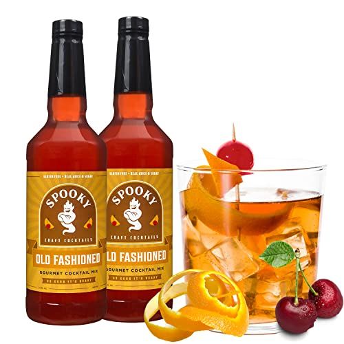 SPOOKY Beverages - Old Fashioned Mix - Real Orange &amp; Cherry Juice, Real Sugar - No Artificial Colors, Flavors, or Corn Syrup - Premium Gluten Free Cocktail Mixer Kit - 32 Oz (Pack of 2)