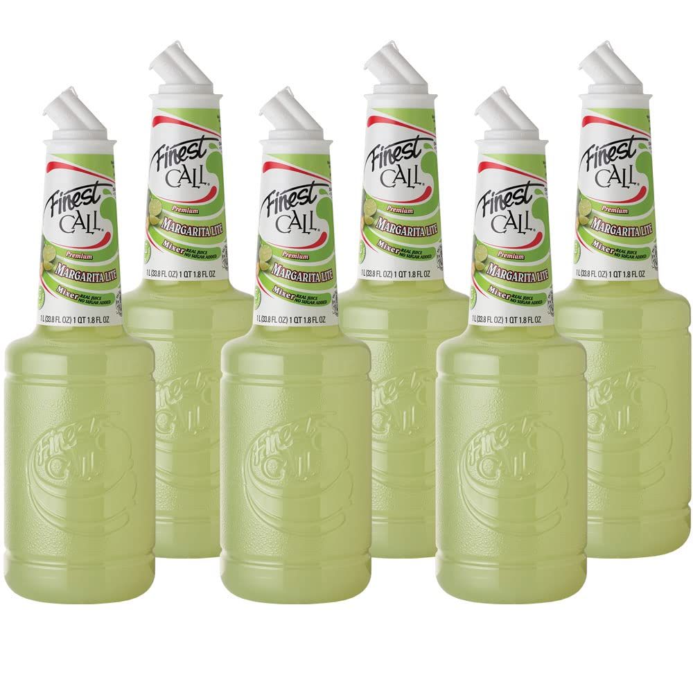 Finest Call Premium Margarita LITE Drink Mix, 1 Liter Bottle (33.8 Fl Oz), Pack of 6