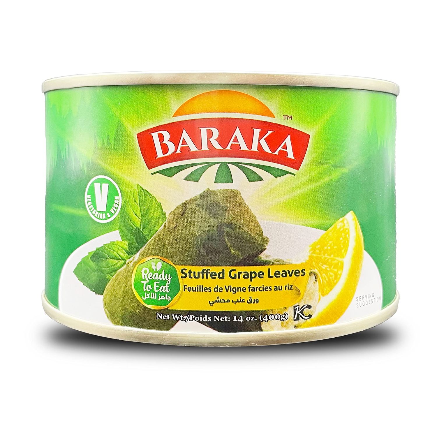 Baraka Dolmas Stuffed Grape Leaves Canned | Ready to Eat Turkish Grape Leaves Stuffed with Rice &amp; Herbs | Vegan, Vegetarian, No Meat Middle Eastern Snack Food Imported from Turkey (14 oz Can)