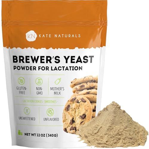 Brewers Yeast Powder for Lactation to Boost Mother&#39;s Milk - Kate Naturals. Brewer&#39;s Yeast Powder for Lactation Cookies. Gluten Free &amp; Non-GMO Lactation Supplement. Edible for Dogs &amp; Ducks (12oz)
