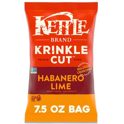 Kettle Brand Potato Chips Krinkle Cut Habanero Lime Kettle Chips, 7.5 Oz