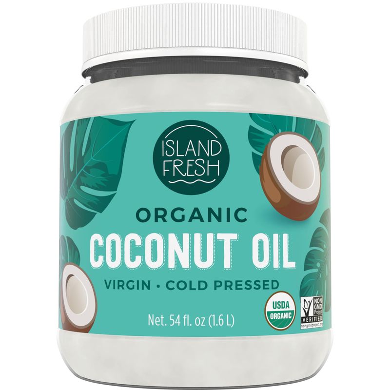 Island Fresh Organic Coconut Oil (54 oz) - Organic Virgin Coconut Oil Great for Baking, Versatile Cooking Oil, DIY Hair Oil &amp; Skin Oil, Cold-Pressed, Certified Organic &amp; Non-GMO