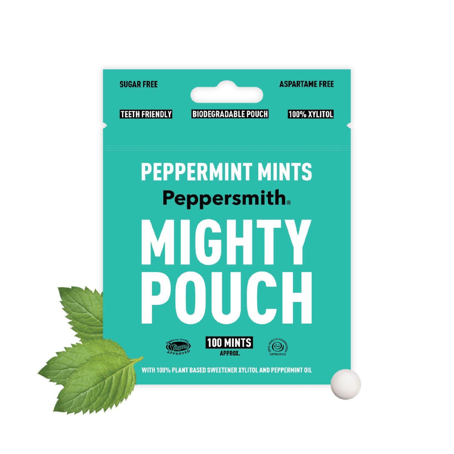 Peppersmith 100% Xylitol Mints Peppermint, 60 GR