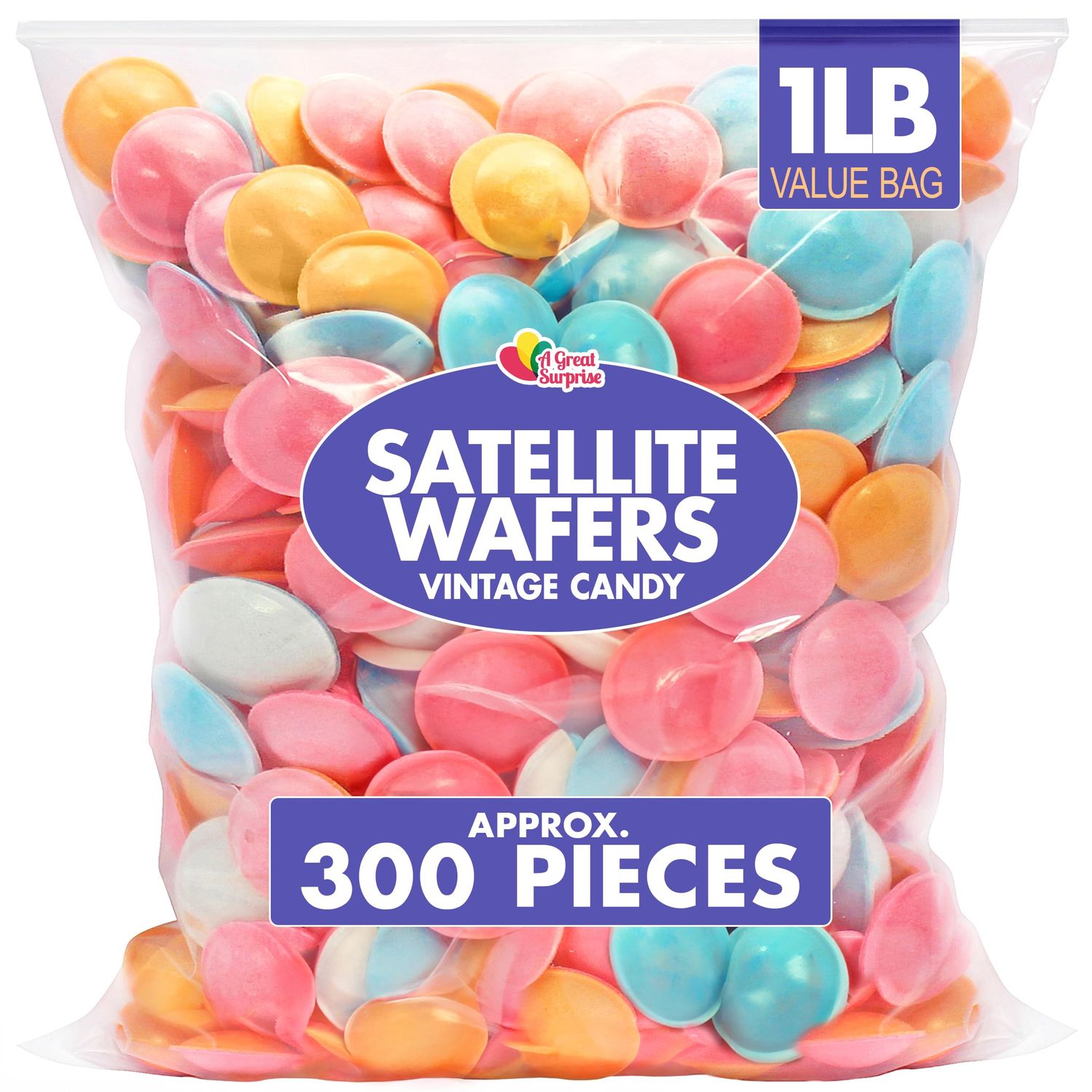 Satellite Wafers Candy - 1 Pound - Flying Saucer Candy - Wafer Candy Discs - UFO Candies - Bulk Classic Nostalgic Candy - Aprrox. 350 Pieces