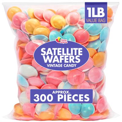 Satellite Wafers Candy - 1 Pound - Flying Saucer Candy - Wafer Candy Discs - UFO Candies - Bulk Classic Nostalgic Candy - Aprrox. 350 Pieces