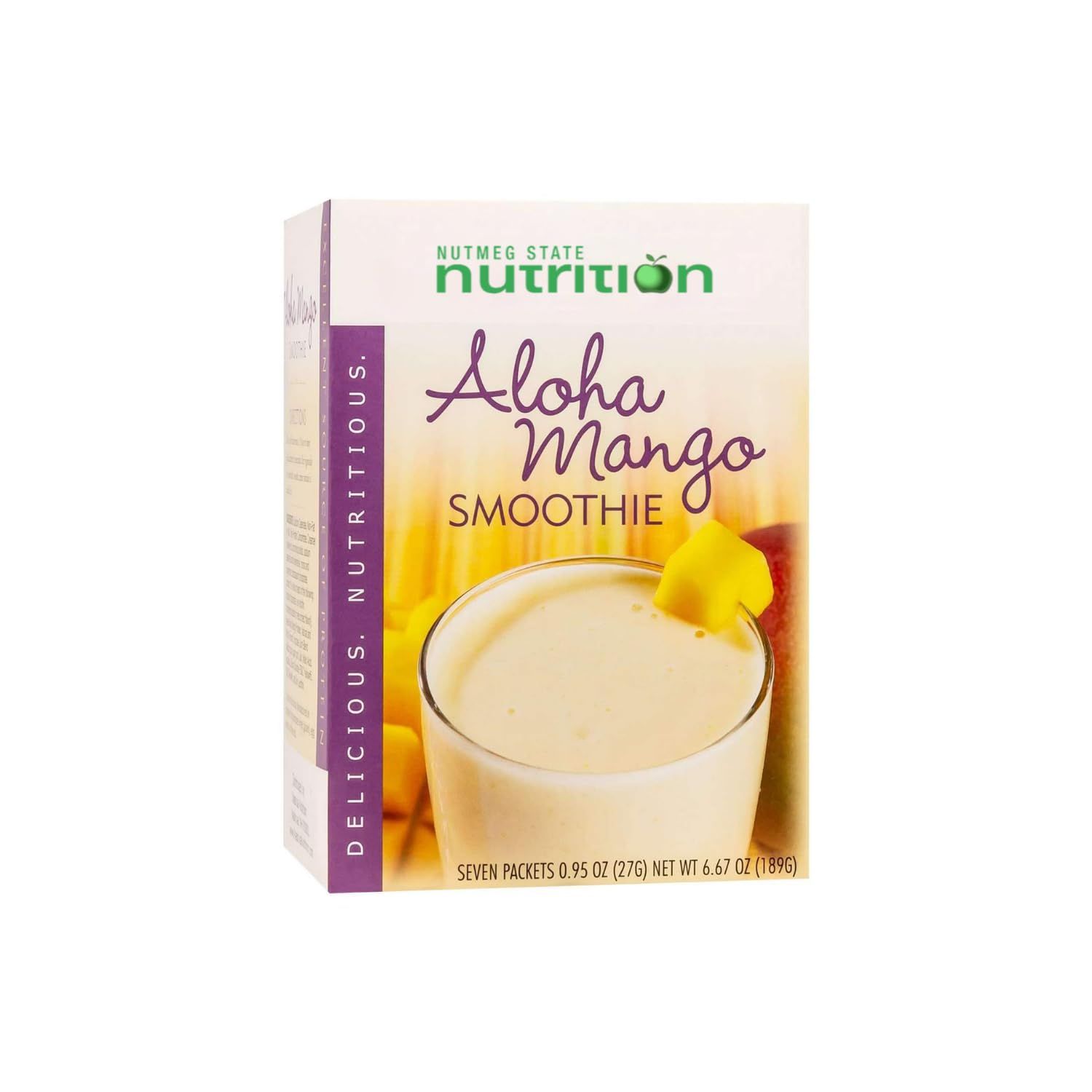 Nutmeg State Nutrition - High Protein Meal Replacement Smoothie, Low Calorie, Low Fat, 15g Protein, Ideal Protein Compatible, 7 Servings Per Box (Aloha Mango)