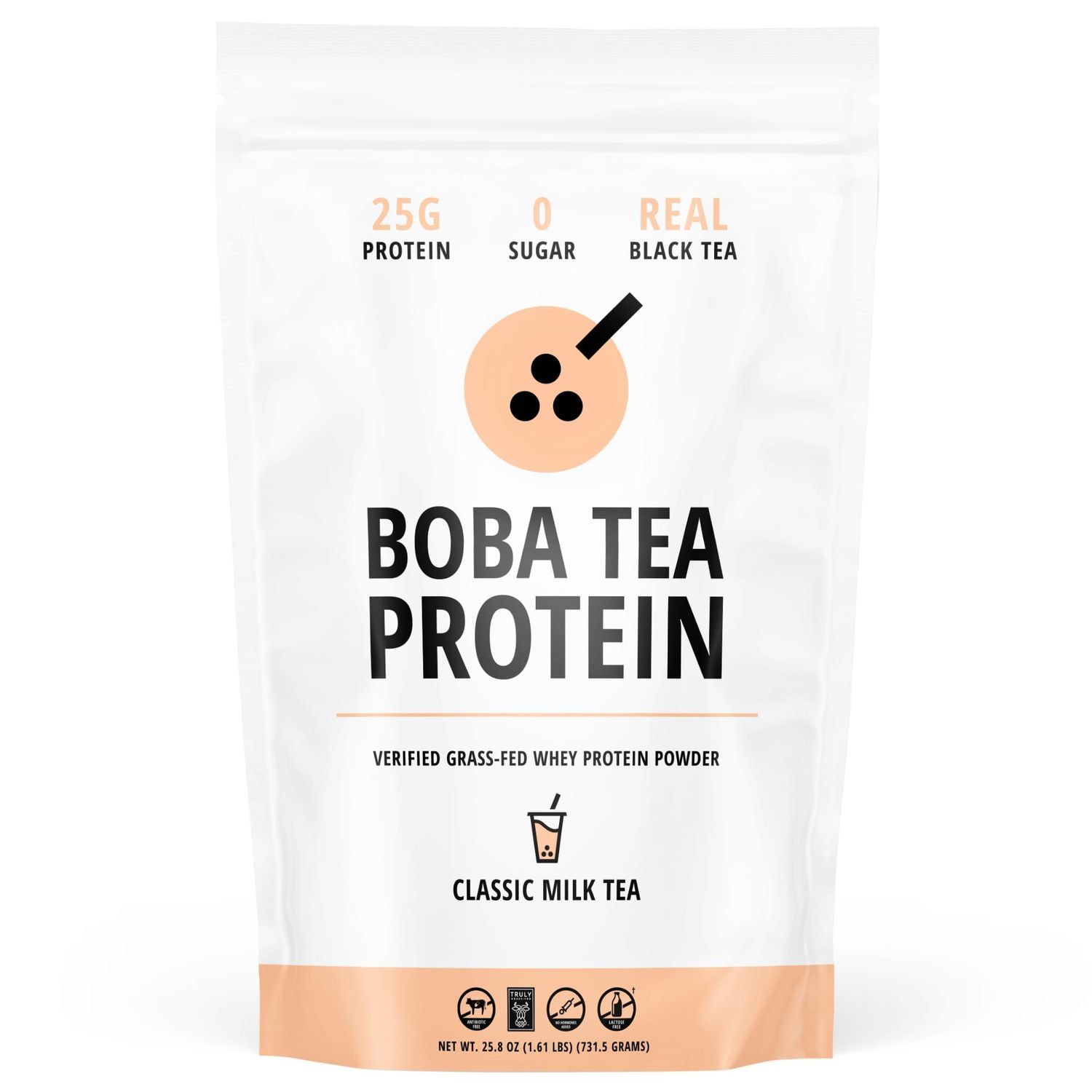 Classic Milk Tea Protein Powder | 25g Grass-Fed Whey Protein Isolate Powder | Gluten-Free &amp; Soy-Free Bubble Tea Protein Drink | Real Ingredients &amp; Lactose-Free | 19 Servings
