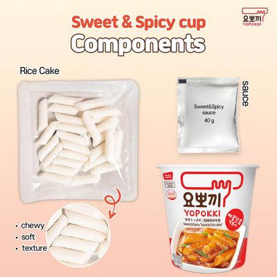 Yopokki Instant Tteokbokki Cup (Sweet Mild Spicy, Cup of 2) Korean Street food with sweet and moderately spicy sauce Topokki Rice Cake - Quick & Easy to Prepare