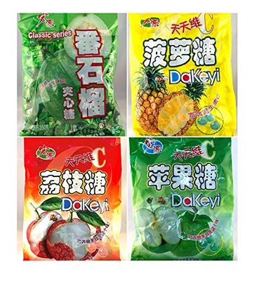 Hong Yuan Classic Series Pineapple Guava Green Apple Lychee Candy 4 Pack 12.3 oz Dakeyi with FREE Candy Samples